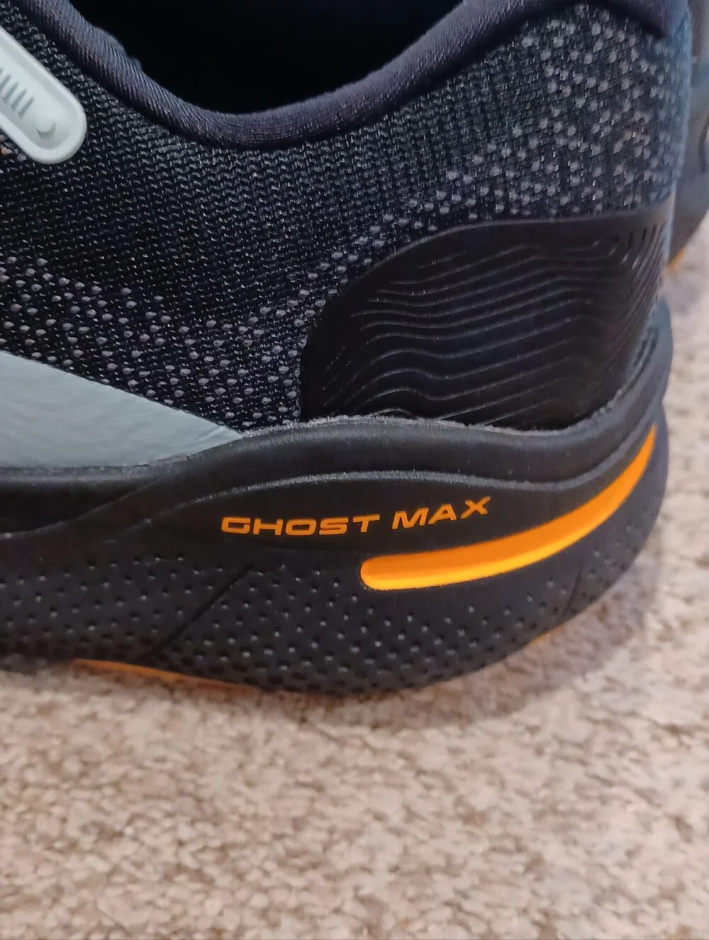 Brooks Ghost Max Running Shoes - Black with Orange Accents Mens Size 13